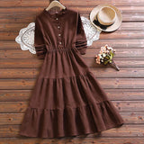 Patcute  Mori girl cute kawaii sweet dress new autumn fashion long sleeve corduroy women vintage vestidos