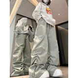 Patcute  Vintage Cargo Parachute Pants Women Oversized Y2k Harajuku Pleated Baggy Trousers Korean Streetwear Style 90s Aesthetic