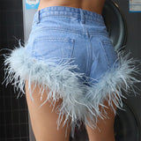 Patcute  Feather Tassel Jean Shorts Women Clothing Summer Sexy Slim Shorts Femme Street Fashion Beach Hot Girl Bottoms  New