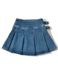 Patcute   Summer New TARUXY Denim Y2k Skirt with Pleats and Belt 90s E-girl Korean Skirts For Women High Street Jeans Short Bottom