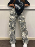 Patcute   Camouflage Cargo Pants Women Fashion Multiple Pockets Loose Long Pant Femme Street High Waist Jeans Woman Trousers Autumn
