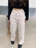 Patcute  Casual Lace Up Cargo Pants Y2k White Streetwear Women Side Drawstring Design Trousers Hip Hop Pants 2023 Spring New