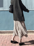 Patcute  Knit Broken Designer Midi Skirt For Women Casual High Waist Knitwear Bottom Ladies Loose A-line Pleated Skirts