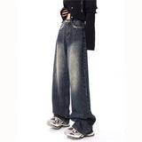 Patcute  Women High Waist Jeans Harajuku Streetwear Retro Fashion Autumn Loose Wide Leg Straight Loose Denim Trousers Y2K Baggy Pants