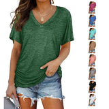 Patcute  New Women's Short-Sleeved T-Shirt V-Neck Fashion Short-Sleeved Summer Casual Y2K Top Women's Oversized Short-Sleeved T-Shirt
