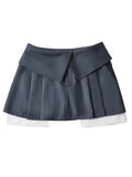 Patcute   New Mini Skirt For Women High Waist Gray Pleated Skirt A-Line Turn-Down Shorts Y2k Skirt With Pockets Streetwear