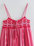 Patcute Boho Pink Spliced Crochet Strap Dresses For Women Robe Vintage Sleeveless Backless Summer Maxi Dress Loose Beach Wear