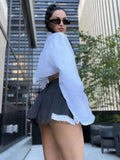 Patcute   Y2K Skirts Women Cotton Low Waist Pleated Mini Skirts Summer Harajuku Streetwear Pocket With Belts Micro Skirt