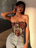 Patcute Summer Sexy Off-Shoulder Tube Tops 2024 New Strapless Backless Printed Tank Top Vest Vintage Corset Camis Party Clubwear