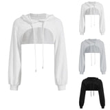 Patcute  Women Hoodies Solid Color Harajuku Crop Top Vintage T-Shirt Y2k Sweatshirt Fall Coat Short Cardigan Long Sleeve Jackets Cloth