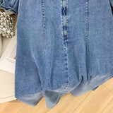 Patcute  Plus Size 5XL 6XL 9XL Summer Denim Dress Elegant Blue Jeans Shirt Dresses Ladies Office Loose Knee-Length Solid Office Lare Size