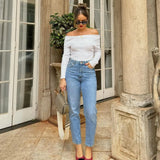 Patcute   2024 Spring New Women's Fashion and Elegance Versatile Loose and Comfortable Straight leg Jeans