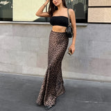 Patcute  Spring Summer Leopard Print Long Skirt Women 2024 Sexy Mermaid Maxi Skirts Vintage Chic Streetwear High Waist Y2K Clothes