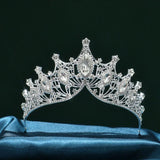 Patcute  Crown Leaves Waterdrop Tiara Wedding Accessories Ladies Artificial Rhinestone Party Princess Elf Tiara Accessories