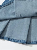 Patcute   Summer New TARUXY Denim Y2k Skirt with Pleats and Belt 90s E-girl Korean Skirts For Women High Street Jeans Short Bottom