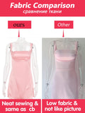 Patcute  Birthday Dress For Women A-Line Pink Dress Sexy Satin Holiday Party Dresses Mini Casual Spaghetti Strap Graduation Dress Stretch