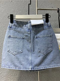 Patcute  Blue Diamond Skirt For Summer Women Y2K High Waist A-line Straight Mini Skirts Sparkly Crystal Denim Skirts Short
