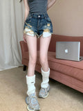 Patcute   Sexy Low Waist Ripped Jean Shorts Women Summer 2024 Fashion Street style Y2k Retro Do old Washed Denim Shorts