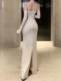Patcute  Sexy Women Bodycon Casual Solid Slim Long Dress Spaghetti Strap Vintage Elegant Party Prom Dresses Female Clothes Robe Vestidos