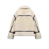 Patcute   Autumn/Winter New Versatile Contrast Color Fur Integrated Lamb Fleece Warm Thickened Jacket Coat for Women