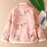 Patcute  Autumn Winter New Chinese Style Puffer Jacket Chic Buttons High Grade Parkas Stand Neck Chic Embroidery Thicken Vintage Coats