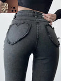Patcute  Fashion Denim Packets Jeans Women High Waist Flare Pants Streetwear Trousers Pants Jeans Ladies Autumn Bottoms Blue