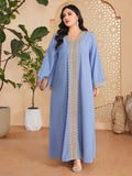 Patcute  Abaya for Elegant Plus Size Women Muslim Embroidery Long Maxi Dress Turkey Dubai Eid Ramadan Party Kaftan Islamic Jalabiya Robe