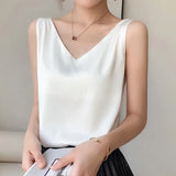 Patcute  New Tank Top Solid Halter Crop Tops Women Summer Camis Backless Camisole Satin Silk Tee Female Sleeveless Cropped Vest