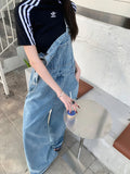 Patcute  Streetwear Women's Cargo Denim Overalls 2024 Spring and Summer Y2k Vintage Pockets High Waist Loose Wide Leg Jumpsuits