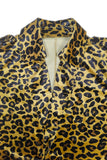 Patcute Leopard Collared Neck Long Sleeve Trench Coat