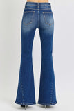 Patcute Distressed Button-Fly Flare Jeans