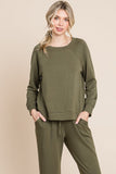 Patcute Super Lady Round Neck Raglan Sleeve Top and Pants Lounge Set