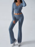 Patcute  Ruched Long Sleeve Top and Pants Set