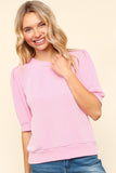 Patcute  Full Size Wavy Rib Half Sleeve Knit Top