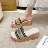 Patcute Contrast Cloth Wedge Sandals