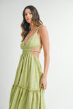 Patcute Cutout Waist Backless Maxi Dress