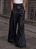 PatcuteHalf Elastic Waist Wide Leg Pants