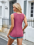 Patcute Ribbed Solid Color V-Neck Tank