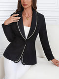 Patcute Single-Breasted Lapel Collar Blazer