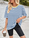 Patcute Lovelet Striped Round Neck Half Sleeve T-Shirt