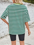 Patcute Lovelet Striped Round Neck Half Sleeve T-Shirt