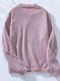 Patcute Pocketed Notched Long Sleeve Knit Top