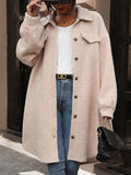 Patcute Button Up Drop Shoulder Sherpa Coat