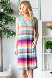 Patcute Full Size Striped Sleeveless V Neck Dress