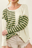 Patcute Striped Round Neck Long Sleeve Top