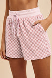 Patcute  Wear Checkered Round Neck Top and Drawstring Shorts Set