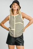 Patcute  Round Neck Texture Striped Tank