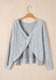 Patcute Crossover Backless Long Sleeve Knit Top