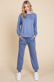 Patcute Super Lady Round Neck Raglan Sleeve Top and Pants Lounge Set