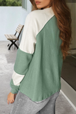 Patcute Color Block Round Neck Raglan Sleeve Top